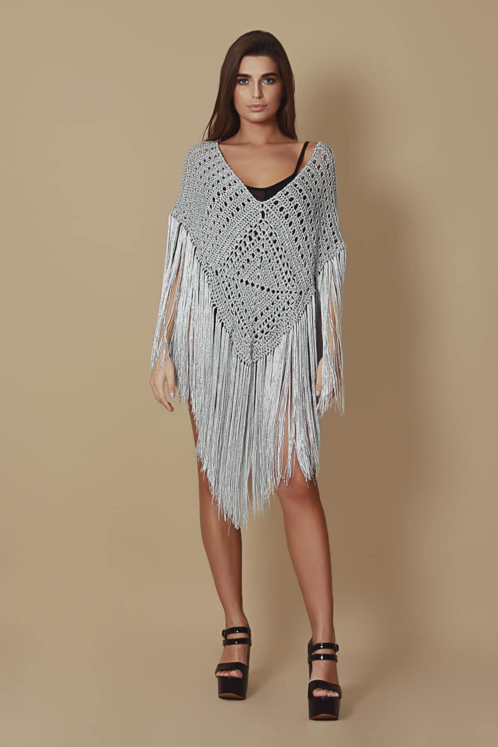 Banus Poncho - Silver With Sequins - Image 2