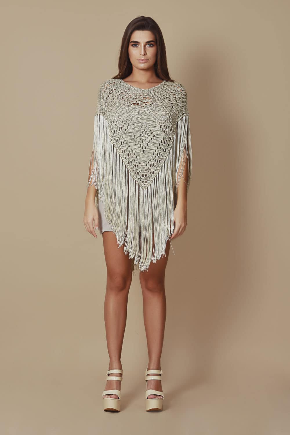 Santorini Poncho - Champagne - Image 2