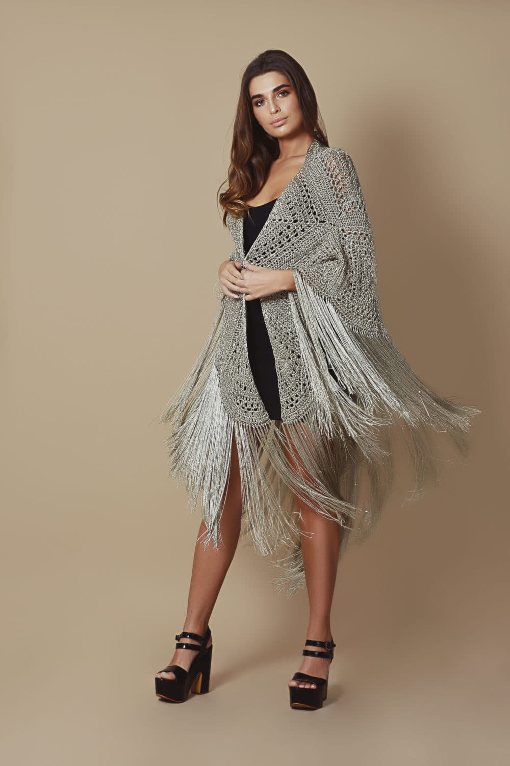 Niza Shawl - Mink With Sequins - Image 7