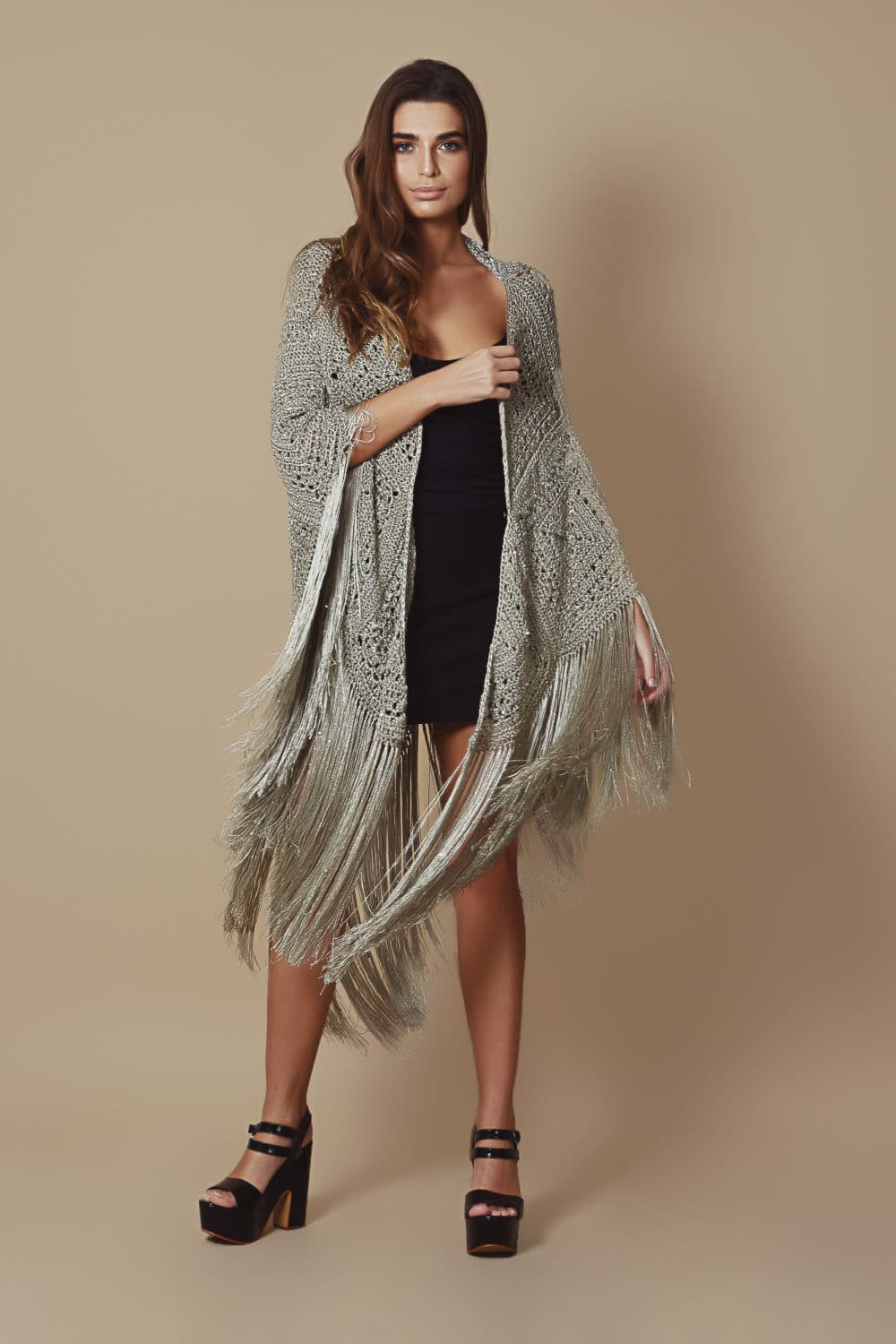 Niza Shawl - Mink With Sequins - Image 5