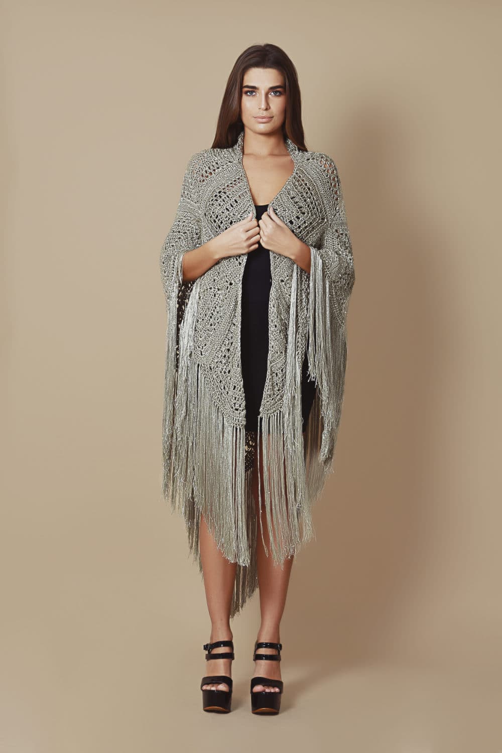 Niza Shawl - Mink With Sequins - Image 2
